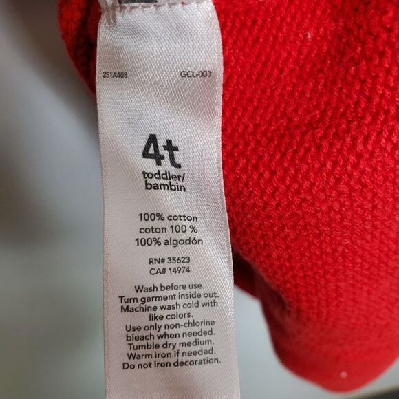 CARTERS red sweater dress‎ short sleeve snowflake cotton 4T - Picture 5 of 5